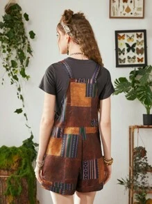 ROMWE Hippie Mono con estampado de retazo sin camiseta - Multicolor - Ver 2