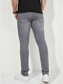RueChic Men Slant Pocket Skinny Jeans - Grey - View 2
