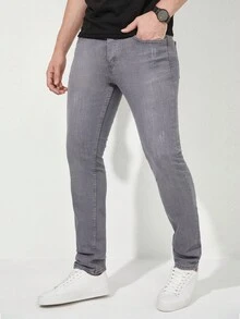 RueChic Men Slant Pocket Skinny Jeans - Grey - View 5
