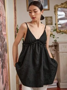 DAZY Áo khoác và áo lót dành cho xe tăng nữ Lộ Lưng viền lá sen màu trơn Giải trí - màu đen - Xem 1