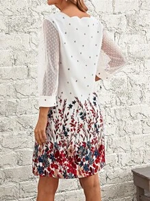 EMERY ROSE Đầm Tương phản Mesh Sò điệp Hoa Boho - trắng - Xem 2