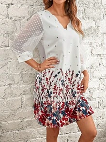 EMERY ROSE Đầm Tương phản Mesh Sò điệp Hoa Boho - trắng - Xem 4