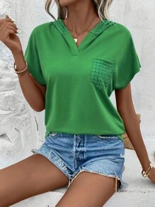 SHEIN LUNE Quần áo thể thao nữ Túi màu trơn Giải trí - màu xanh lá - Xem 3