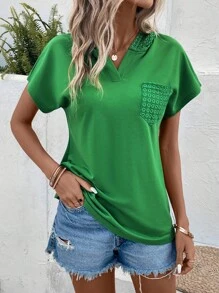 SHEIN LUNE Quần áo thể thao nữ Túi màu trơn Giải trí - màu xanh lá - Xem 5