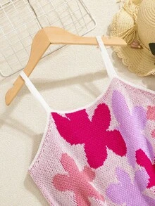 Cô gái tuổi teen Mô hình hoa Váy len yếm - Nhiều màu - Xem 3