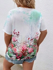 SHEIN LUNE 大碼印花T恤 - 粉色 - 查看 2