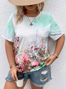 SHEIN LUNE 大碼印花T恤 - 粉色 - 查看 4