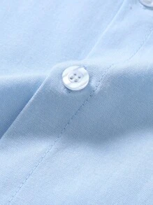 Manfinity Homme 男士素色前排扣襯衫 - 藍色 - 查看 7
