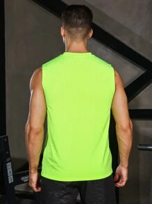 Manfinity Sport Corelite Men Neon Lime Sports Tank Top Workout Tops - Lime Green - View 2