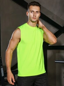Manfinity Sport Corelite Men Neon Lime Sports Tank Top Workout Tops - Lime Green - View 4