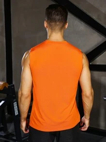 Manfinity Sport Corelite 男士素色運動背心 - 橘色 - 查看 2