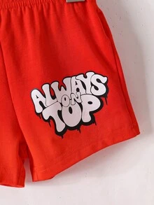 Đứa bé trai Đồ họa Chữ cái Áo thun & quần đùi - Đỏ - Xem 6