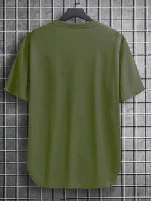 Manfinity Hypemode Áo thun nam Chia màu trơn Giải trí - xanh quân đội - Xem 2