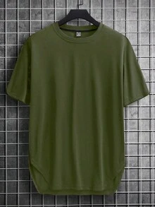 Manfinity Hypemode Áo thun nam Chia màu trơn Giải trí - xanh quân đội - Xem 3