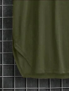 Manfinity Hypemode Áo thun nam Chia màu trơn Giải trí - xanh quân đội - Xem 4