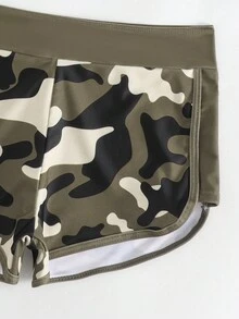 SHEIN Swim Camo Print Cut-Out Bikini - Multicolor - View 3