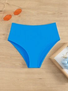 素色高腰泳衣下裝 - 藍色 - 查看 1
