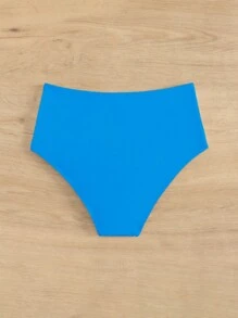 素色高腰泳衣下裝 - 藍色 - 查看 2