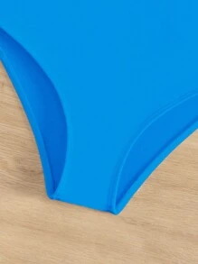 素色高腰泳衣下裝 - 藍色 - 查看 3