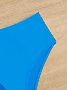 素色高腰泳衣下裝 - 藍色 - 查看 5