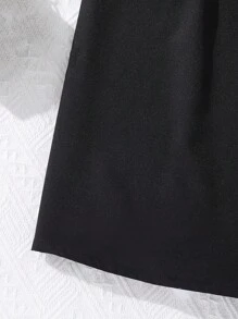 SHEIN 女大童網紗拼接雙排釦前連衣裙 - 黑色 - 查看 5