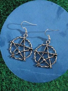 ROMWE Goth 1對時尚鋅合金星形裝飾耳墜適合女士日常裝飾 - 銀色 - 查看 3