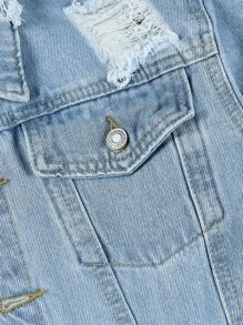 Boys Ripped Flap Pocket Denim Jacket - Light Wash - View 4