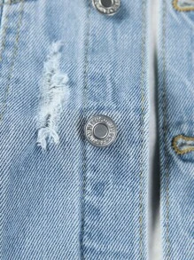 Boys Ripped Flap Pocket Denim Jacket - Light Wash - View 6
