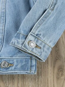 Boys Ripped Flap Pocket Denim Jacket - Light Wash - View 7