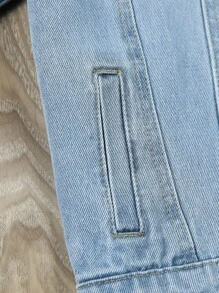 Boys Ripped Flap Pocket Denim Jacket - Light Wash - View 8