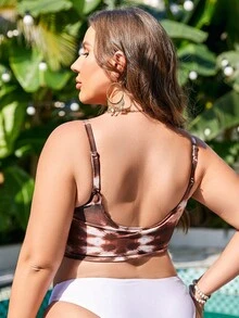 SHEIN Swim Curve Top bikini de tie dye con cordón - Multicolor - Ver 2