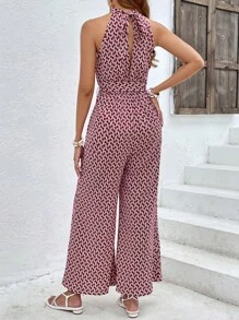 SHEIN Frenchy Áo liền quần nữ Thắt lưng Hình học Tất cả trên in Giải trí - Nhiều màu - Xem 2