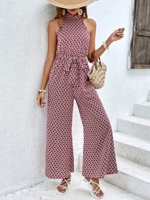 SHEIN Frenchy Áo liền quần nữ Thắt lưng Hình học Tất cả trên in Giải trí - Nhiều màu - Xem 4