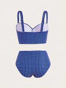 Swim DD+ Plaid Print Bikini Set For Summer Beach - Multicolor - View 4