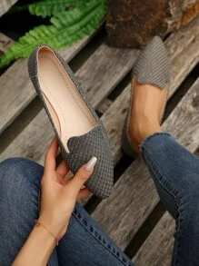 Spring and autumn fashion all-match pointed toe flat shoes - Grey - View 1