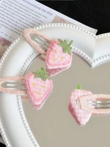 ROMWE Kawaii 3入組女性草莓裝飾可愛髮夾