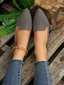 Spring and autumn fashion all-match pointed toe flat shoes - Grey - View 3