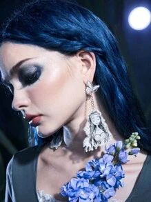 Corpse Bride | ROMWE 人像和蝴蝶耳墜 - 彩色 - 查看 4