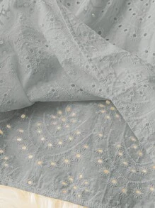 SHEIN Holidaya Áo hai dây Plus Size Tranh thêu màu trơn Giải trí - Xám - Xem 5