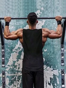 Manfinity Sport Corelite 男士字母圖案運動背心 - 黑色 - 查看 2