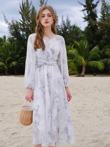 Đầm xoắn lại Trọn gói Hoa Tất cả trên in Boho - Nhiều màu - Xem 6