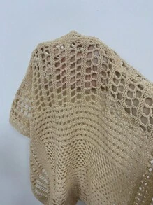 Hollow Out One Shoulder Crochet Cover Up Dress Without Bikini Set - Khaki - View 7