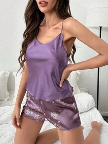 Bộ đồ ngủ Nữ Hoa Tưởng tượng-Thanh lịch - Màu tím - Xem 4