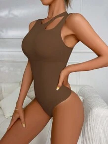 Body fajas liso con abertura - Café integral - Ver 3