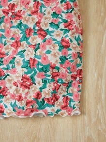 SHEIN 針織花卉露肩合身休閒連衣裙，適用於青少年女孩 - 彩色 - 查看 5