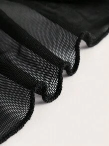 SHEIN ICON One Shoulder Mesh Top - Black - View 4