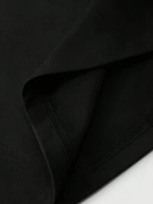 男士標語圖案T恤 - 黑色 - 查看 4