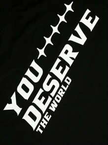 男士標語圖案T恤 - 黑色 - 查看 6