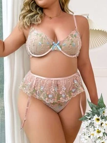 Áo Lót Gọi cảm Kích Thước Lớn Thêu Xù cắt Hoa Lãng mạn-Lãng mạn - Nhiều màu - Xem 1