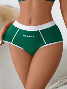 Letter Graphic Contrast Binding Panty Sports